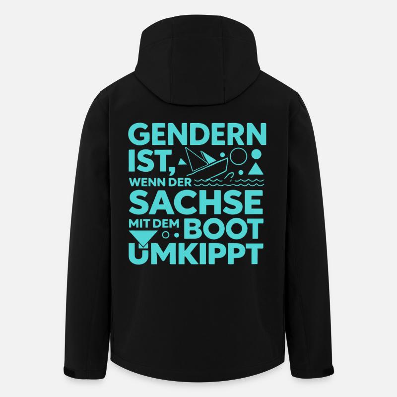 Gendern Sachse Boot Umkippt Dialekt Witz - Recycelte Männer Softshell-Jacke von Stanley/Stella - Schwarz