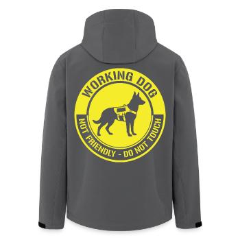 Not Friendly Dog Working Funny Meme - Men’s Recycled Softshell Jacket by Stanley/Stella - black - Back - AI Model Male 185 light (185cm)