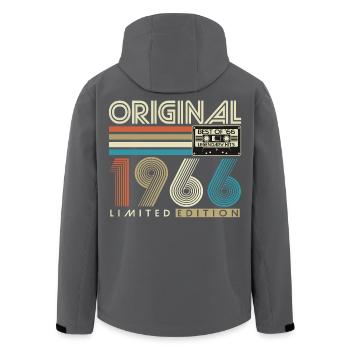 60. Geburtstag 1966 Jahrgang geboren Retro - Recycelte Männer Softshell-Jacke von Stanley/Stella - Anthrazit - Hinten - AI Model Male 185 light (185cm)