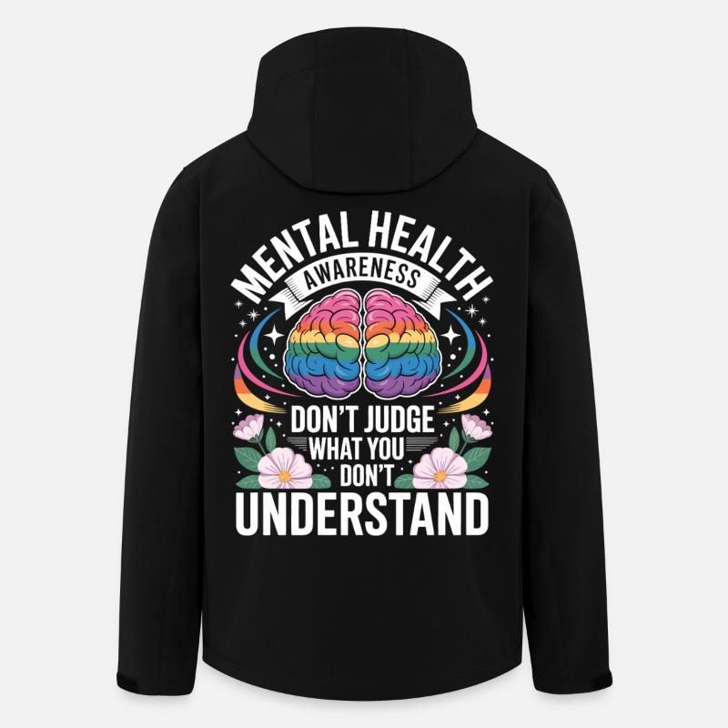 Mental Health Rainbow Brain - Men’s Recycled Softshell Jacket by Stanley/Stella - black