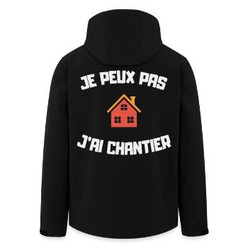 Je peux pas j’ai chantier humour bricolage maison - Veste softshell homme en polyester recyclé Stanley/Stella - noir - Dos - AI Model Male 185 light (185cm)