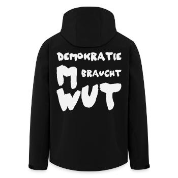 Democratic Rage Shirt - Men’s Recycled Softshell Jacket by Stanley/Stella - black - Back - AI Model Male 185 light (185cm)