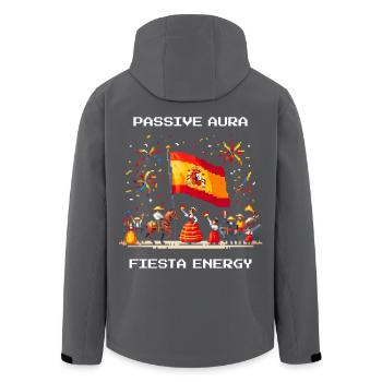 Passive Aura, Fiesta-Energie | Spanien Party - Recycelte Männer Softshell-Jacke von Stanley/Stella - Schwarz - Hinten - AI Model Male 185 light (185cm)