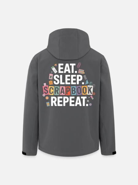 Eat Sleep Scrapbook Repeat - Men’s Recycled Softshell Jacket by Stanley/Stella - black