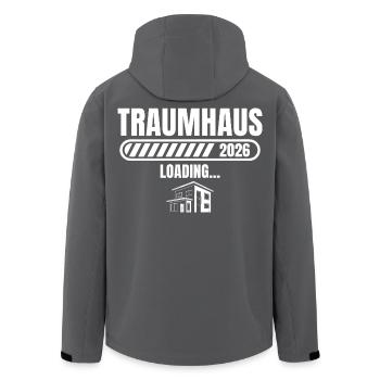 Hausbau 2026 Traumhaus loading Bauherr - Recycelte Männer Softshell-Jacke von Stanley/Stella - Schwarz - Hinten - AI Model Male 185 light (185cm)