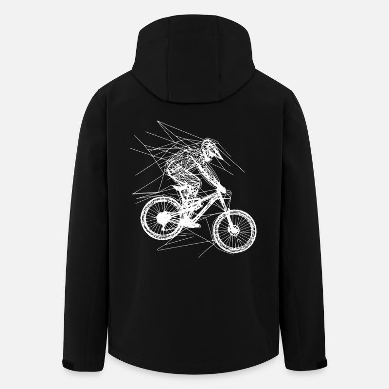 Mountain Biking Drawing - Men’s Recycled Softshell Jacket by Stanley/Stella - black