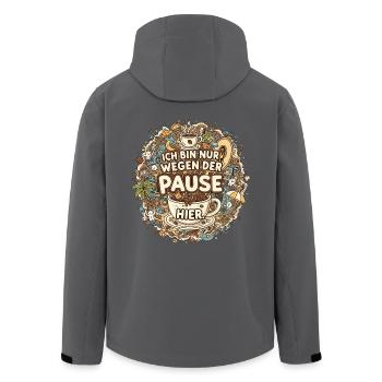 I'm only here for the break – coffee - Men’s Recycled Softshell Jacket by Stanley/Stella - black - Back - AI Model Male 185 light (185cm)