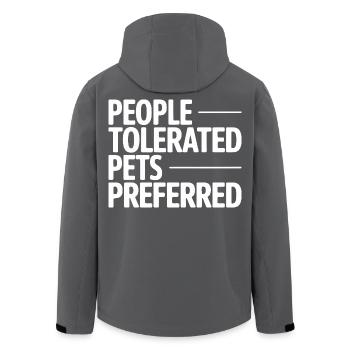 People Tolerated Pets Preferred Humor - Men’s Recycled Softshell Jacket by Stanley/Stella - black - Back - AI Model Male 185 light (185cm)