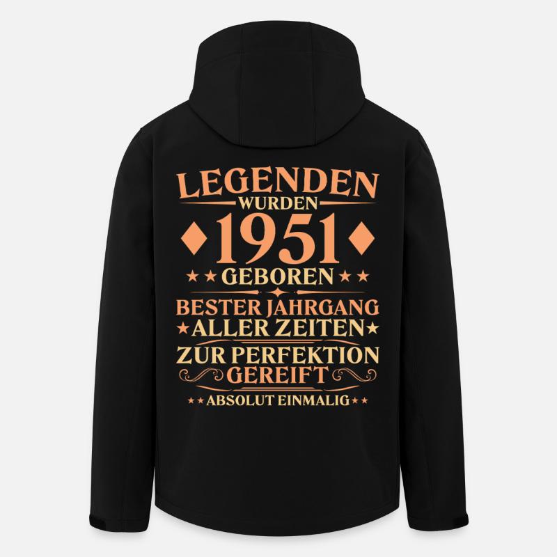 75e anniversaire Né en 1951 - Veste softshell homme en polyester recyclé Stanley/Stella - noir