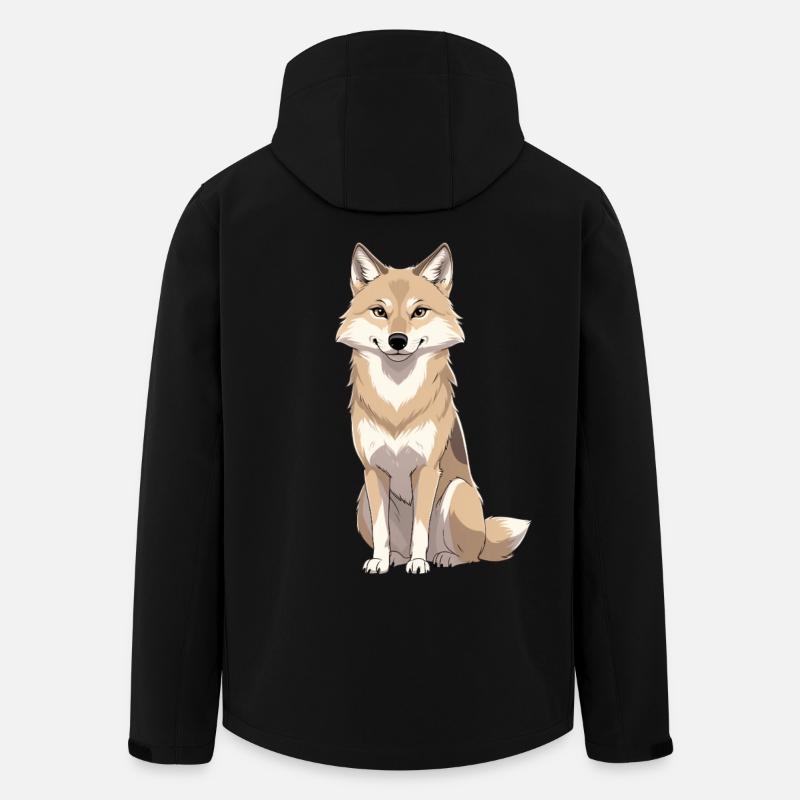Illustration joyeuse d’un ami renard - Veste softshell homme en polyester recyclé Stanley/Stella - noir