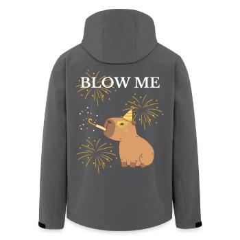 Blow Me Capibara and Fireworks - Men’s Recycled Softshell Jacket by Stanley/Stella - black - Back - AI Model Male 185 light (185cm)