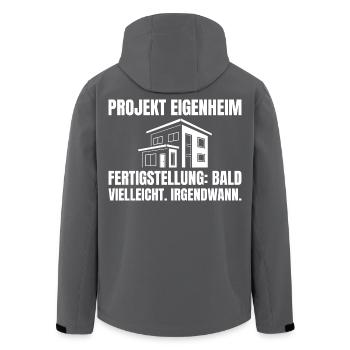 Hausbau Projekt Eigenheim Humor Bauherr - Recycelte Männer Softshell-Jacke von Stanley/Stella - Schwarz - Hinten - AI Model Male 185 light (185cm)