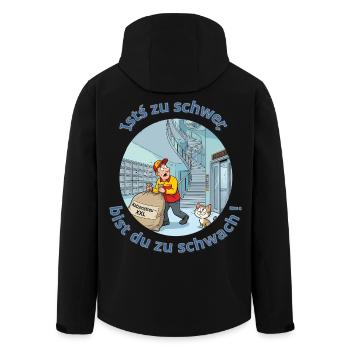 DHL Bote mit Katzenstreu XXL Lieferspaß Cartoon - Recycelte Männer Softshell-Jacke von Stanley/Stella - Schwarz - Hinten - AI Model Male 185 light (185cm)