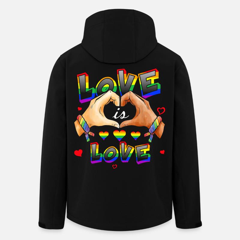 L’amour, c’est l’amour, cœurs arc-en-ciel - Veste softshell homme en polyester recyclé Stanley/Stella - noir
