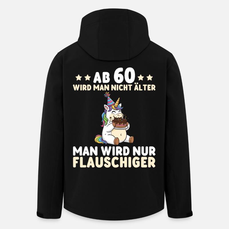60. Geburtstag Einhorn – Man wird nur flauschiger - Recycelte Männer Softshell-Jacke von Stanley/Stella - Schwarz