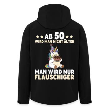 50. Geburtstag Einhorn – Man wird nur flauschiger - Recycelte Männer Softshell-Jacke von Stanley/Stella - Schwarz - Hinten - AI Model Male 185 light (185cm)