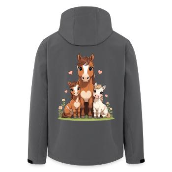 Horse family in the heart - Men’s Recycled Softshell Jacket by Stanley/Stella - black - Back - AI Model Male 185 light (185cm)