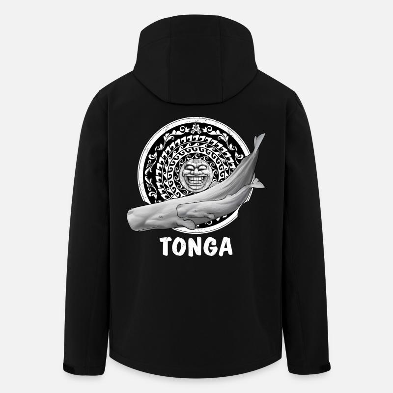 Sperm whales and tiki mask - Men’s Recycled Softshell Jacket by Stanley/Stella - black