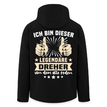 Dreher Sprüche - Recycelte Männer Softshell-Jacke von Stanley/Stella - Schwarz - Hinten - AI Model Male 185 light (185cm)