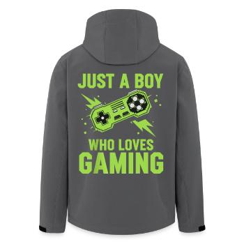 Juste un garçon qui adore la manette de jeu - Veste softshell homme en polyester recyclé Stanley/Stella - noir - Dos - AI Model Male 185 light (185cm)