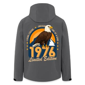 1976 Année de naissance 1976 50e anniversaire - Veste softshell homme en polyester recyclé Stanley/Stella - charbon - Dos - AI Model Male 185 light (185cm)