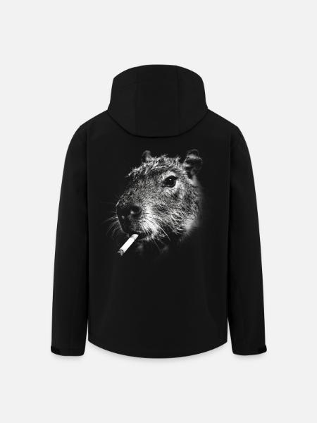 Fumer, cigarette, capybara, fumer une cigarette - Veste softshell homme en polyester recyclé Stanley/Stella - noir