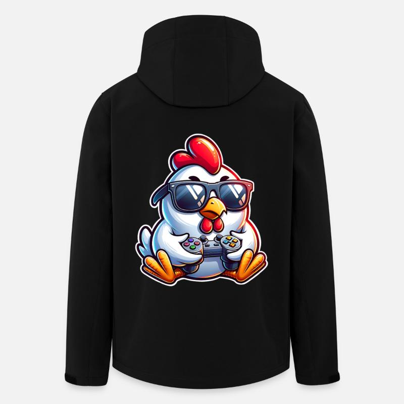 Gamer Chicken avec manette - Veste softshell homme en polyester recyclé Stanley/Stella - noir