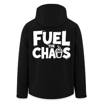 Fuel the Chaos Coffee Saying for Rebels - Men’s Recycled Softshell Jacket by Stanley/Stella - black - Back - AI Model Male 185 light (185cm)
