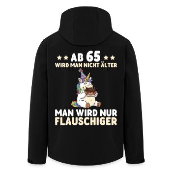 65. Geburtstag Einhorn – Man wird nur flauschiger - Recycelte Männer Softshell-Jacke von Stanley/Stella - Schwarz - Hinten - AI Model Male 185 light (185cm)