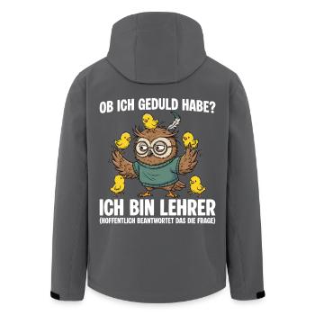 Lehrer Eule Geduld habe - Lehrkraft - Recycelte Männer Softshell-Jacke von Stanley/Stella - Schwarz - Hinten - AI Model Male 185 light (185cm)