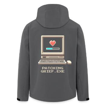 Trauer patchen | Bestatter Ironie - Recycelte Männer Softshell-Jacke von Stanley/Stella - Schwarz - Hinten - AI Model Male 185 light (185cm)