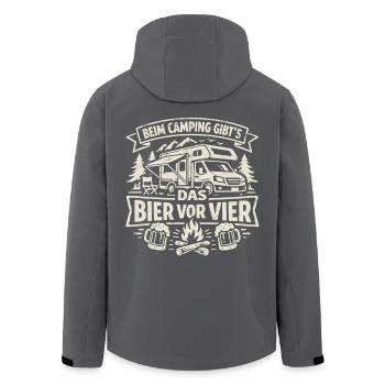 Camping | Bier vor Vier - Recycelte Männer Softshell-Jacke von Stanley/Stella - Schwarz - Hinten - AI Model Male 185 light (185cm)