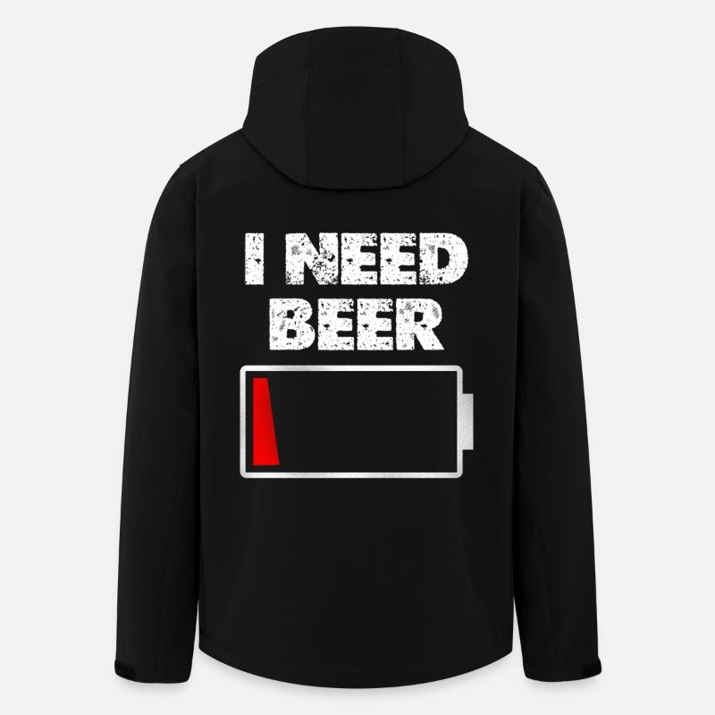 J’ai besoin de bière – Batterie vide - Veste softshell homme en polyester recyclé Stanley/Stella - noir