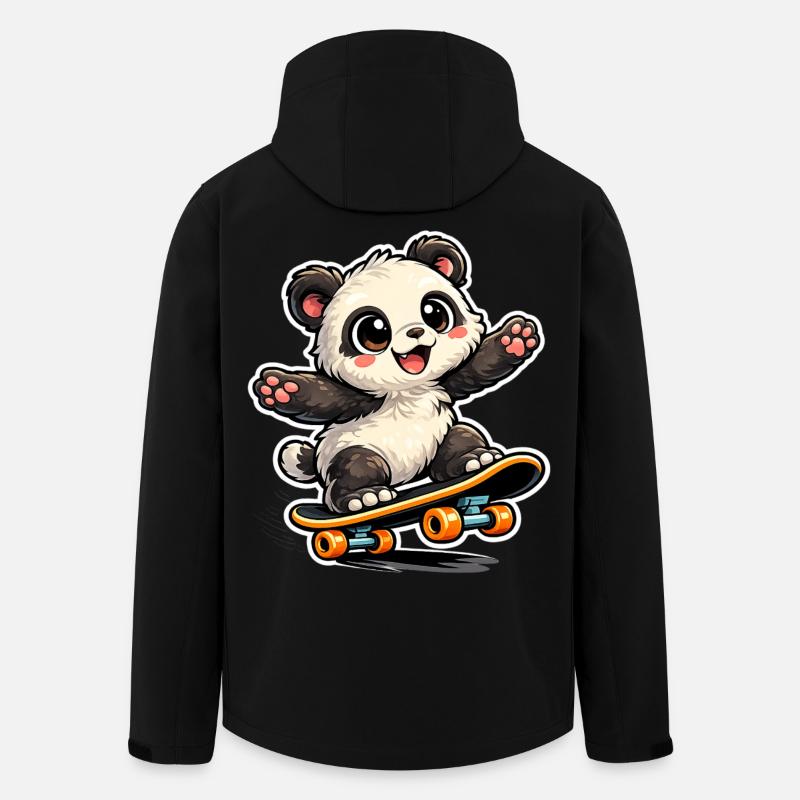 Panda Skateboard Joy - Men’s Recycled Softshell Jacket by Stanley/Stella - black