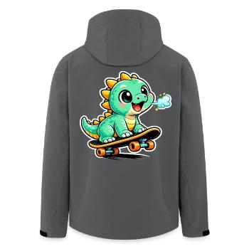 Green Dino Skateboard Hero - Men’s Recycled Softshell Jacket by Stanley/Stella - anthracite - Back - AI Model Male 185 light (185cm)