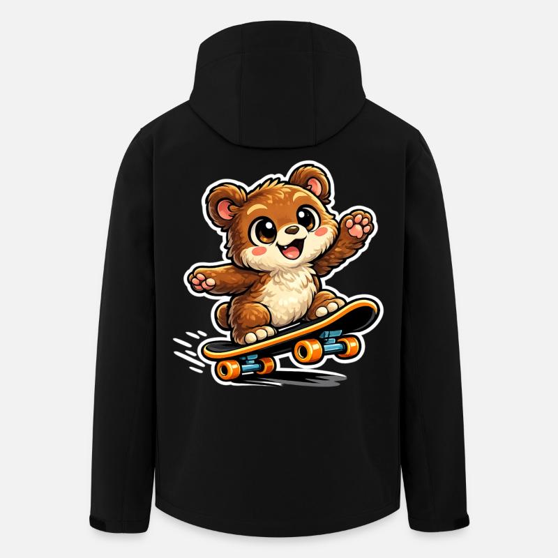 Cuddly Bear Skateboard Adventure - Men’s Recycled Softshell Jacket by Stanley/Stella - black