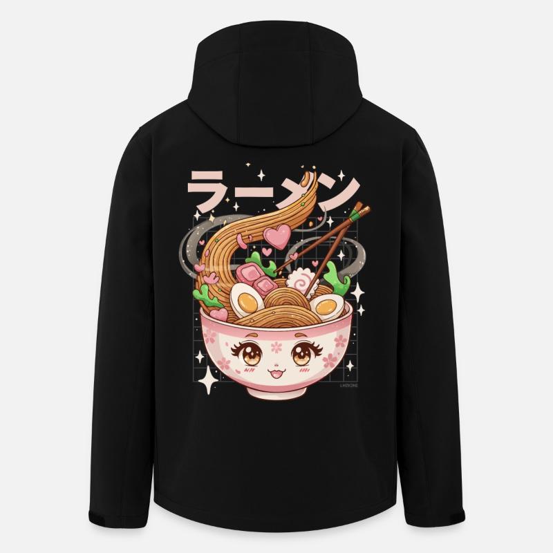 Ramen kawaii en bol coeurs girly - Veste softshell homme en polyester recyclé Stanley/Stella - noir