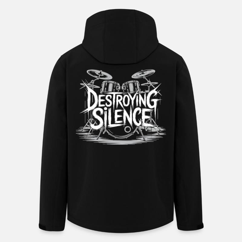 Trommeslager-trommesæt design - Stanley/Stella herre softshelljakke i genanvendt polyester - sort