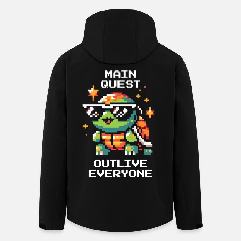 Main Quest: Live Longer | Turtle - Men’s Recycled Softshell Jacket by Stanley/Stella - black