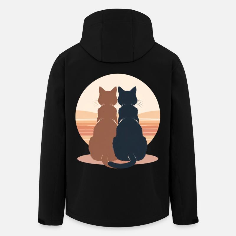 Deux chats au coucher du soleil - Veste softshell homme en polyester recyclé Stanley/Stella - noir