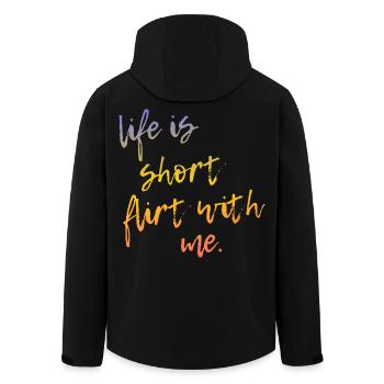 Life is Short Flirt With Me - Tour Gradient Script - Recycelte Männer Softshell-Jacke von Stanley/Stella - Schwarz - Hinten - AI Model Male 185 light (185cm)