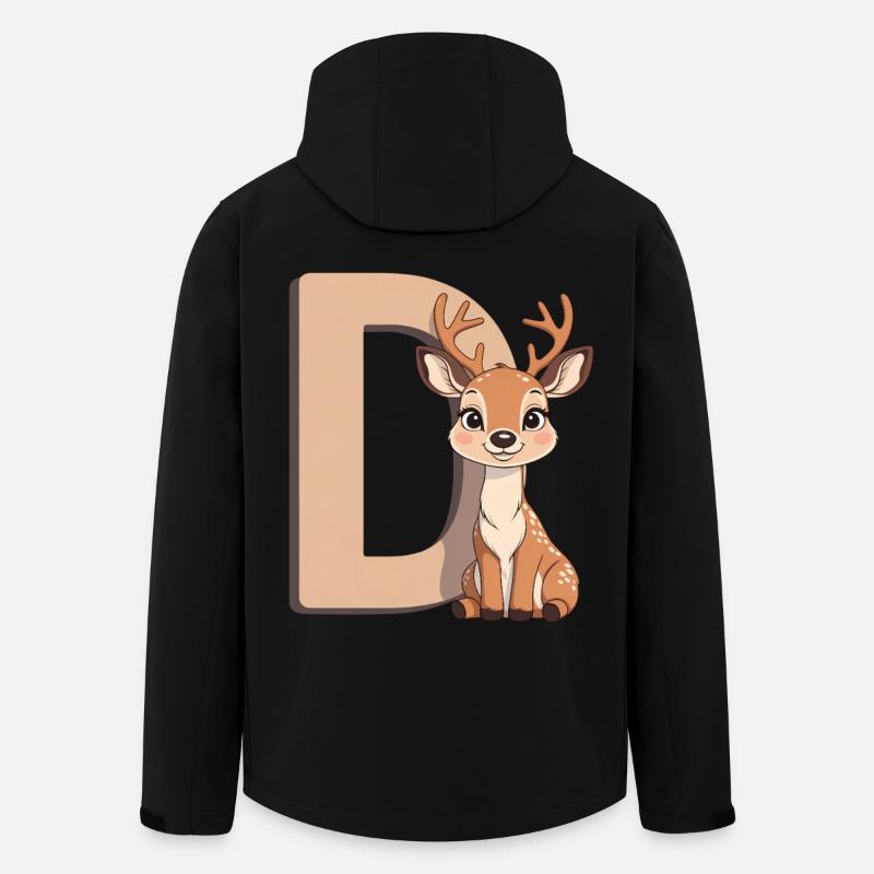 Deer D Cartoon Kuschelbuchstabe D - Recycelte Männer Softshell-Jacke von Stanley/Stella - Schwarz