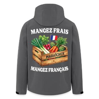 Essen Französischer Marktgärtner Landwirtschaft - Recycelte Männer Softshell-Jacke von Stanley/Stella - Schwarz - Hinten - AI Model Male 185 light (185cm)