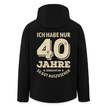40 years - looking good | Birthday Gift - Men’s Recycled Softshell Jacket by Stanley/Stella - black - Back - AI Model Male 185 light (185cm)