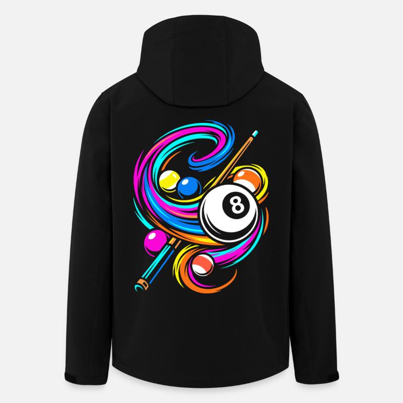 Boules de billard et queue - Veste softshell homme en polyester recyclé Stanley/Stella - noir