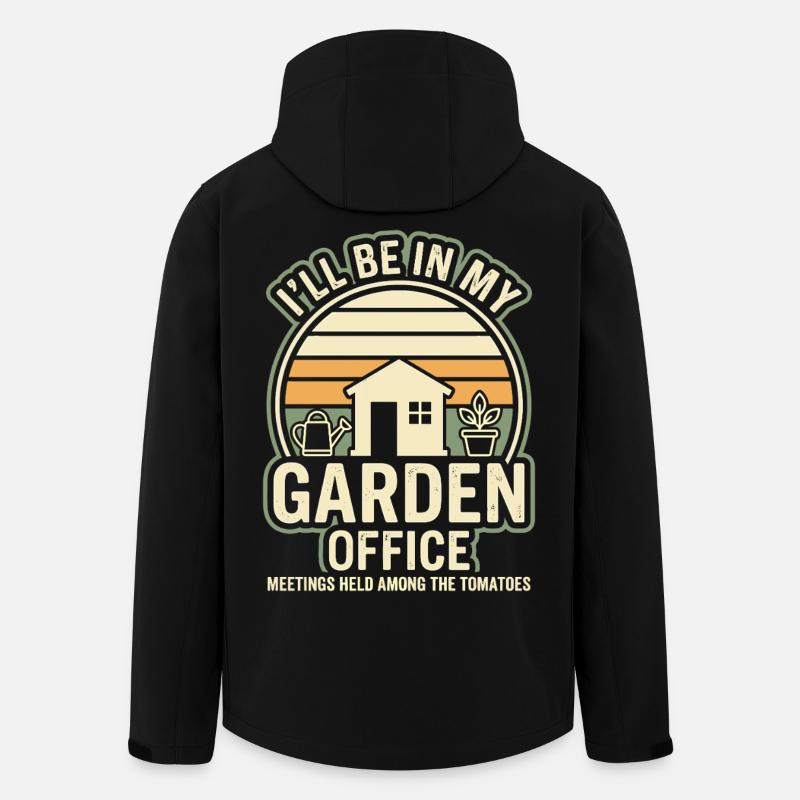 Jardin Bureau, Expression humoristique Jardin - Veste softshell homme en polyester recyclé Stanley/Stella - noir