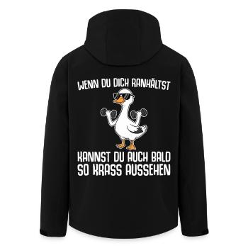 Exercice d’oies, ironie de la phrase drôle - Veste softshell homme en polyester recyclé Stanley/Stella - noir - Dos - AI Model Male 185 light (185cm)