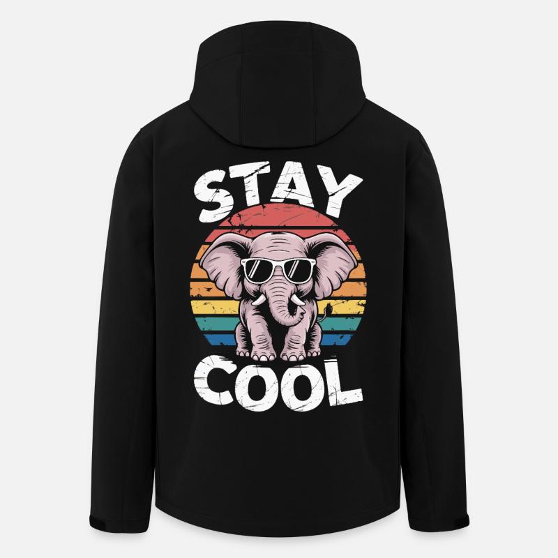Stay Cool Elephant - Kids Retro - Men’s Recycled Softshell Jacket by Stanley/Stella - black