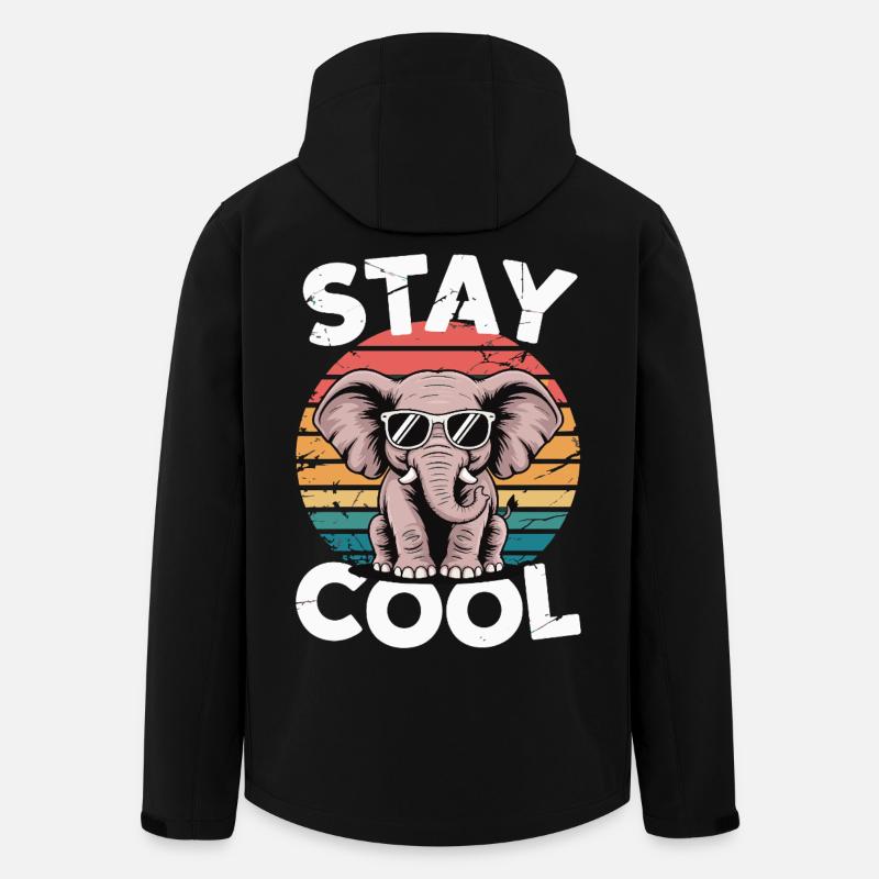 Stay Cool Elefant - Kinder Retro - Recycelte Männer Softshell-Jacke von Stanley/Stella - Schwarz
