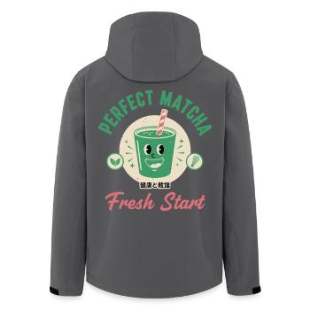 Parfait matcha Fresh Start Matcha Thé Lover Green - Veste softshell homme en polyester recyclé Stanley/Stella - noir - Dos - AI Model Male 185 light (185cm)